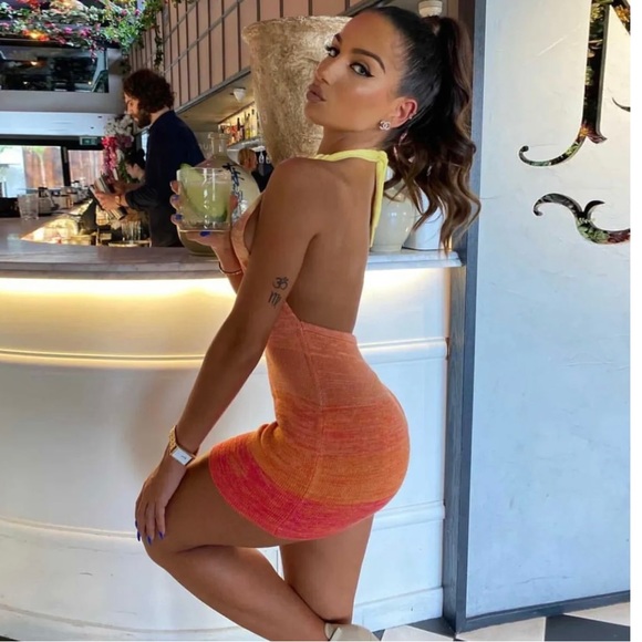 Ombré knit sunset halter mini dress - Picture 4 of 6